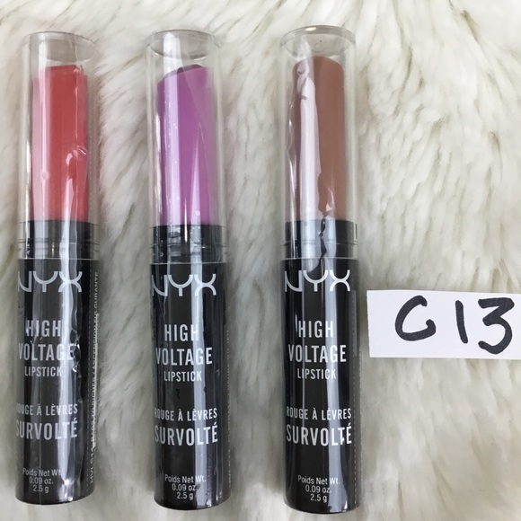 LOT of 3 NYX High Voltage Lipstick Nude Red C13 - Picture 2 of 5